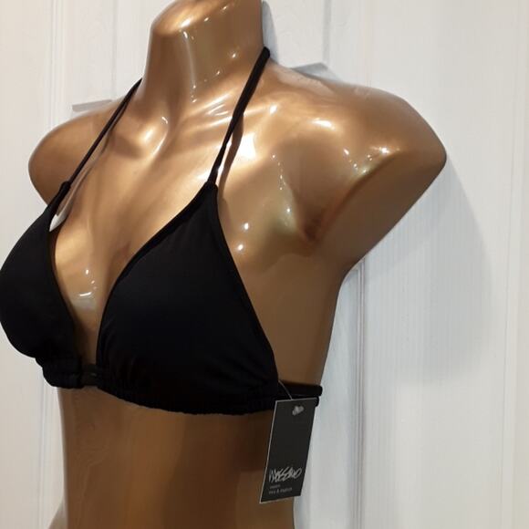 NWT Sz XS  Mossimo Black Strappy Halter Bikini Top - Picture 2 of 6